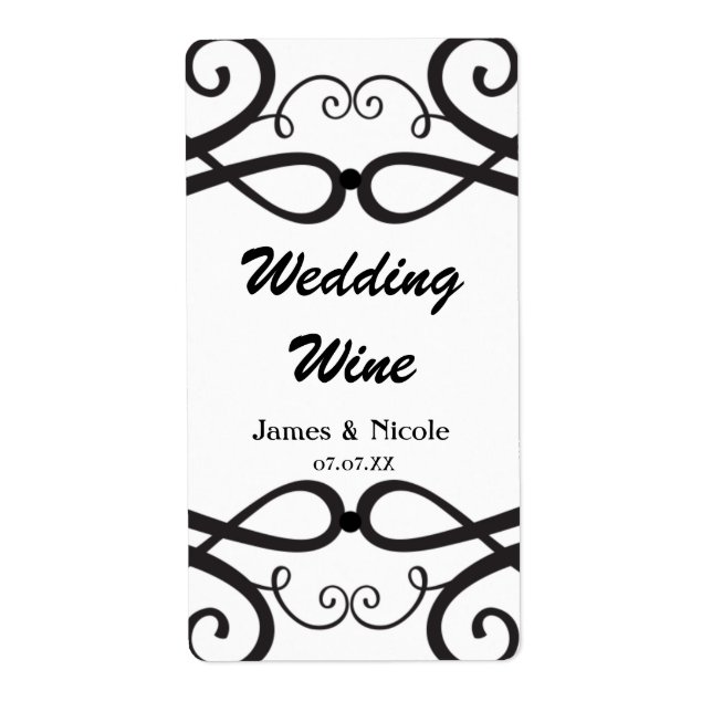 Étiquette Vin classique noir et blanc Chic Vintage Wine (Devant)