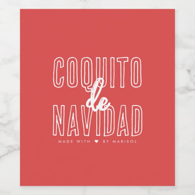 Étiquette Vin Coquito De Navidad (Étiquettes simples)