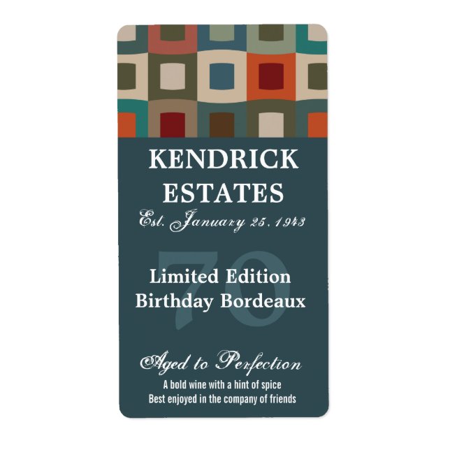 Étiquette Vin d'anniversaire bleu mood (375ml) (Devant)