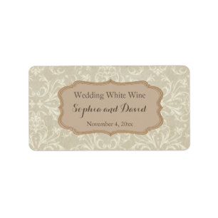 Étiquette Vin Mariage damassé vintage Favoriser