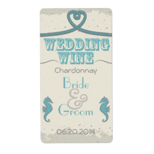 Étiquette Vin Mariage Nautical Beach Heart Knot