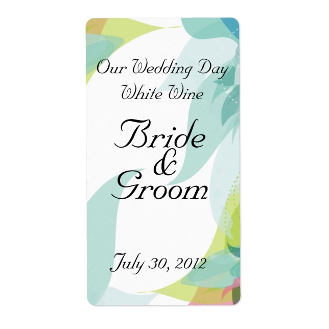Étiquette Vin Turquoise Floral Mariage Abstrait Avery Étique (Devant)