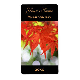 Étiquette Vin Vivid Rouge Automne Feuilles