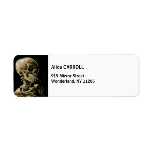 Étiquette Vincent van Gogh - Crâne avec cigarette brûlante