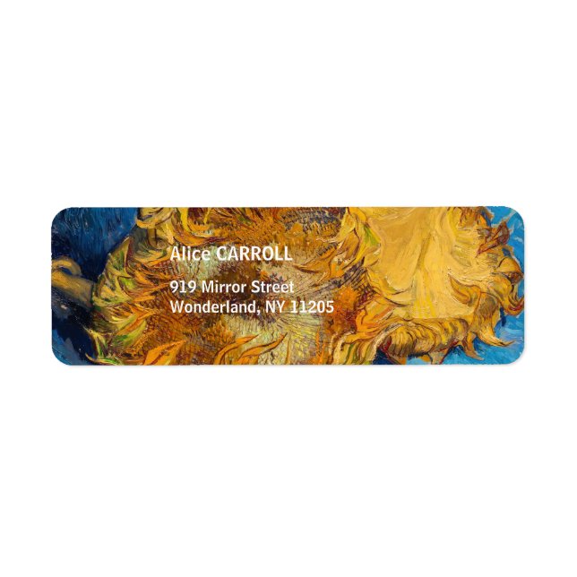 Étiquette Vincent van Gogh - Deux tournesols coupés (Devant)