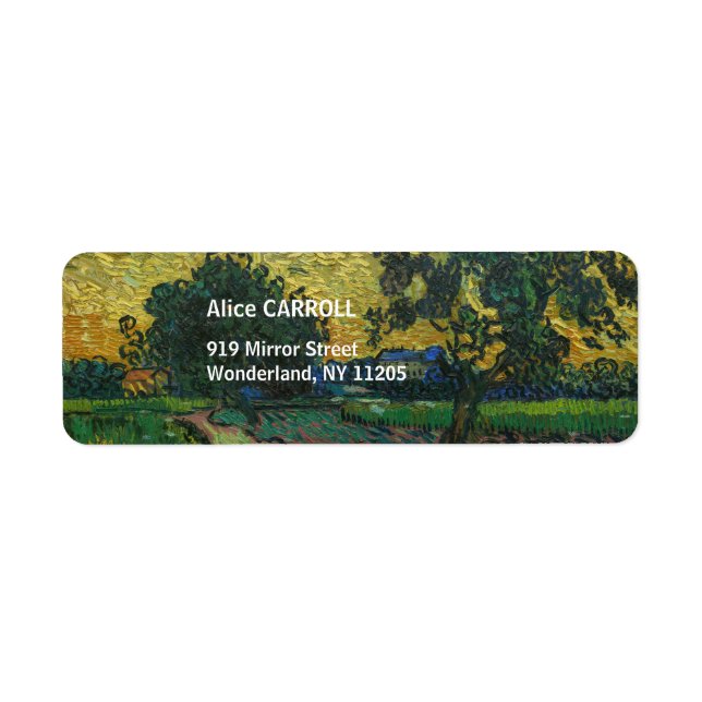 Étiquette Vincent van Gogh - Paysage à Twilight (Devant)