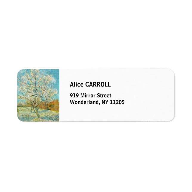 Étiquette Vincent van Gogh - Poche rose en fleurs (Devant)