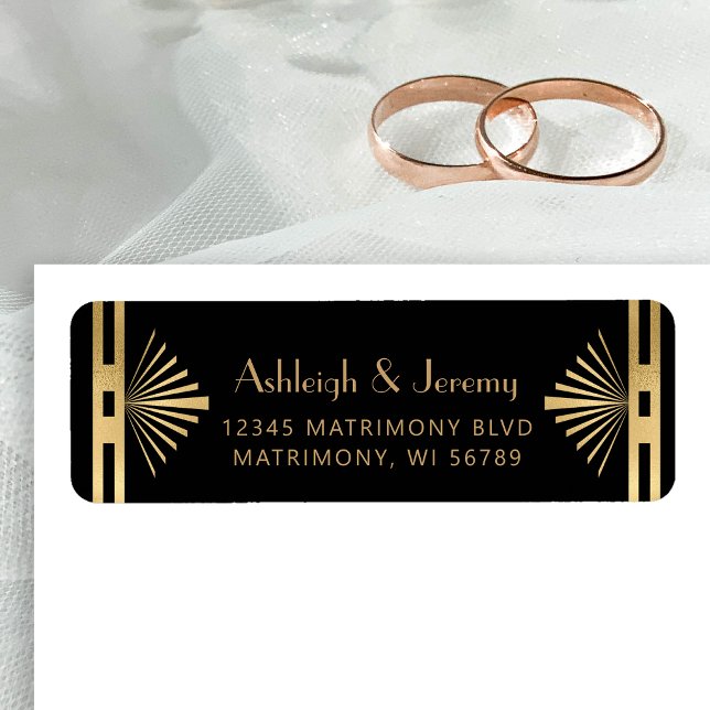 Étiquette Vintage 1920s Deco Black Gold (Créateur téléchargé)