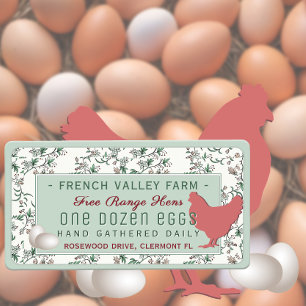 Étiquette Vintage 1930 Botanical Farm Design Hen Egg Carton