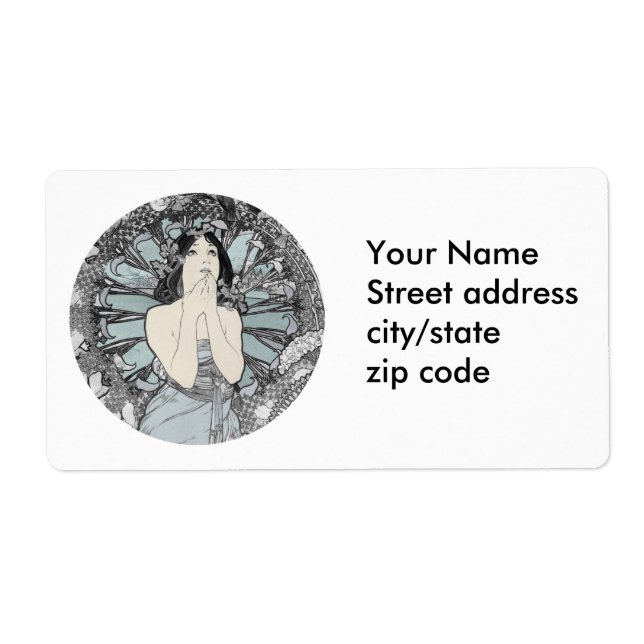 Étiquette Vintage Alphonse Mucha (Devant)