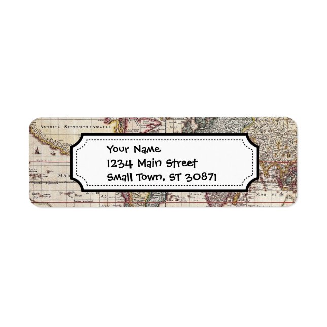 Étiquette Vintage Antique Ancien Monde Carte Design Imprimé (Devant)