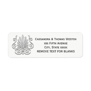 Étiquette Vintage Art Déco Argent Plume Arabesque