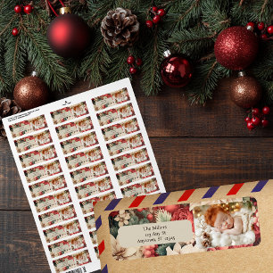 Étiquette Vintage Baby’s 1st Christmas Return Adresse