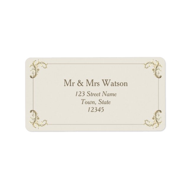 Étiquette Vintage Baroque Gold Cream Wedding Address (Devant)