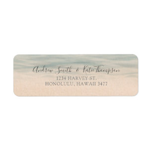Étiquette Vintage Beach Front Hawaii Mariage Adresse de reto