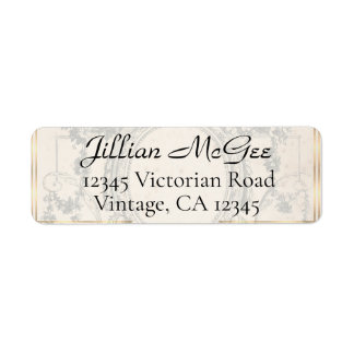 Étiquette Vintage Beige, Gold Ornate Address Labels