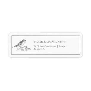 Étiquette Vintage Bird Black and White Adresse de retour