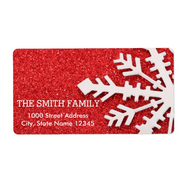 Étiquette Vintage Blanc Neige Rouge Parties scintillant Noël (Devant)