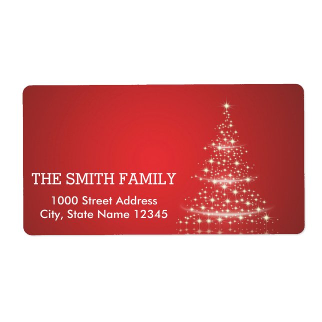 Étiquette Vintage Blanc Rouge Parties scintillant Noël Arbre (Devant)