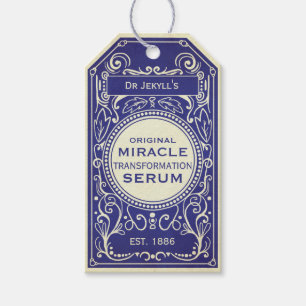 Étiquette vintage bleu de breuvage magique de Dr.