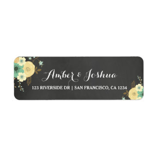 Étiquette Vintage Chalkboard & Floral Return Address Label