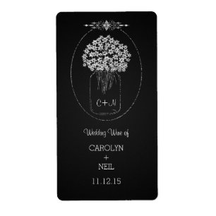 Étiquette Vintage Chalkboard MasonJar Fleurs Vin Mariage
