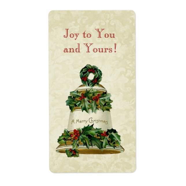 Étiquette Vintage Christmas Holly Bell CH005 (Devant)