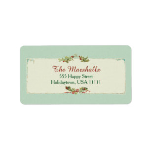 Étiquette Vintage Christmas Holly et Ribbon