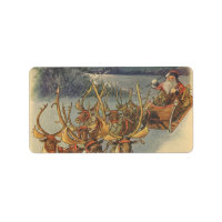 Vintage Christmas Santa Claus Sleigh with Reindeer