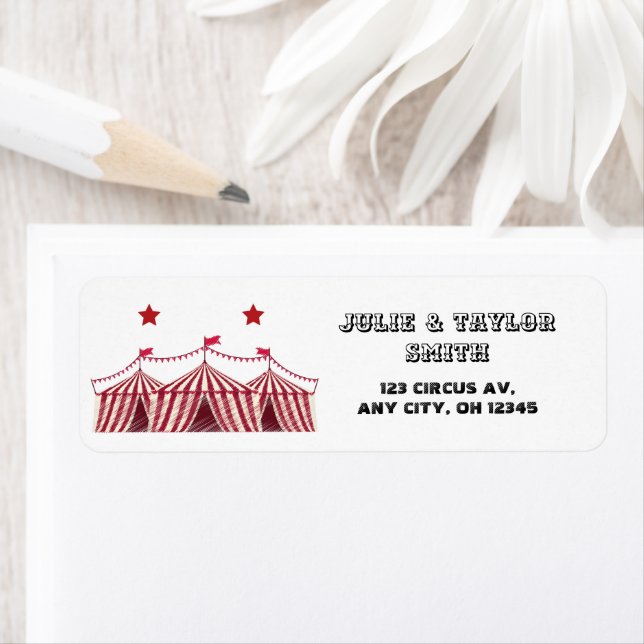 Étiquette Vintage Circus Retro Patriotique Adresse de retour (En situation)