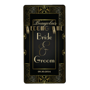 Étiquette Vintage Classic Gatsby Style Wedding Wine Label