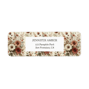Étiquette Vintage Cottagecore Aquarelle Floral Roses de terr