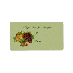 Étiquette vintage de cadeau de corbeille de fruits