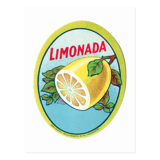 Étiquette vintage de Limonada Carte Postale