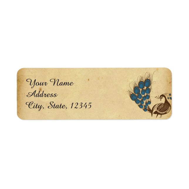 Étiquette vintage de mariage de monogramme de paon (Devant)