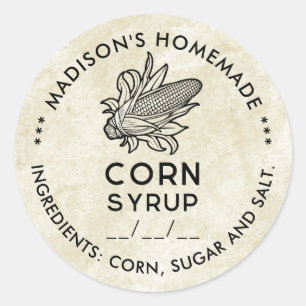 Étiquette vintage de sirop de maïs avec épis de ma