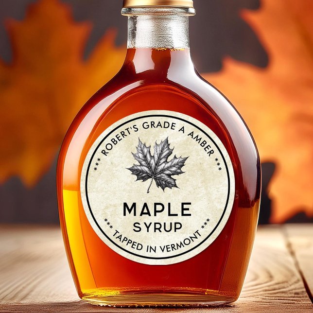 Étiquette vintage de sirop d'érable avec feuille (Créateur téléchargé)