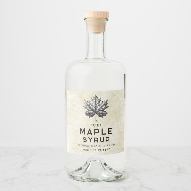 Étiquette vintage de sirop d'érable avec feuille (Devant)