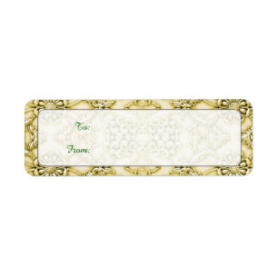 Étiquette Vintage Embossé Métallic Or Foil Design Floral