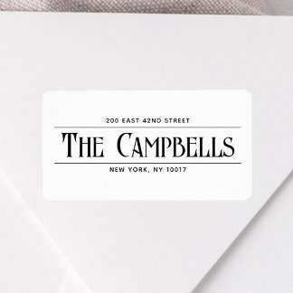 Étiquette Vintage Family Name White Return Address Label