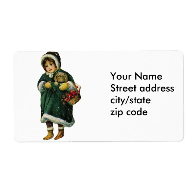 Étiquette Vintage fille d'hiver (Devant)