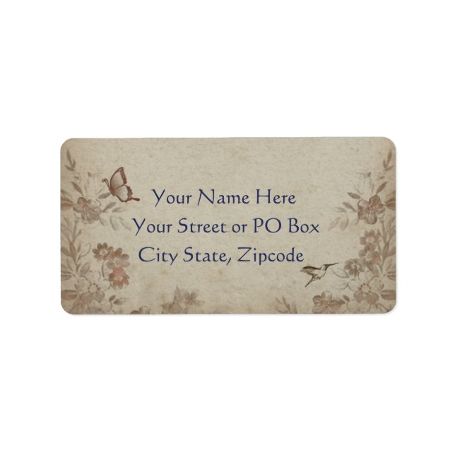 Étiquette Vintage Floral Beige
