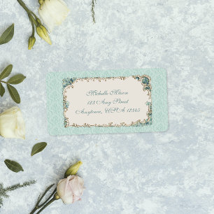Étiquette Vintage Floral et Damas Personnalisé