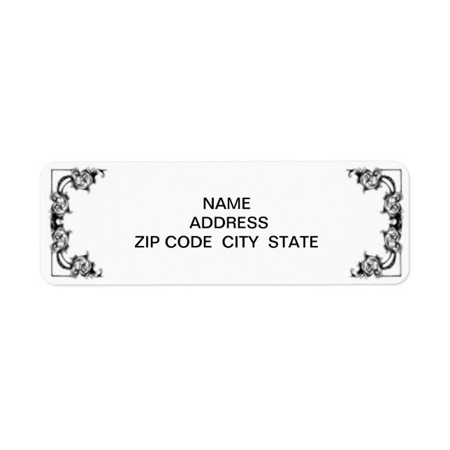 étiquette vintage FLORAL NOIR ET BLANC (Devant)