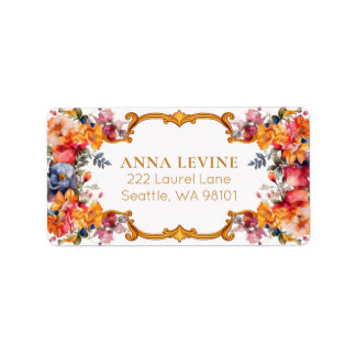 Étiquette Vintage Flore brillante Romantique Gold Frame