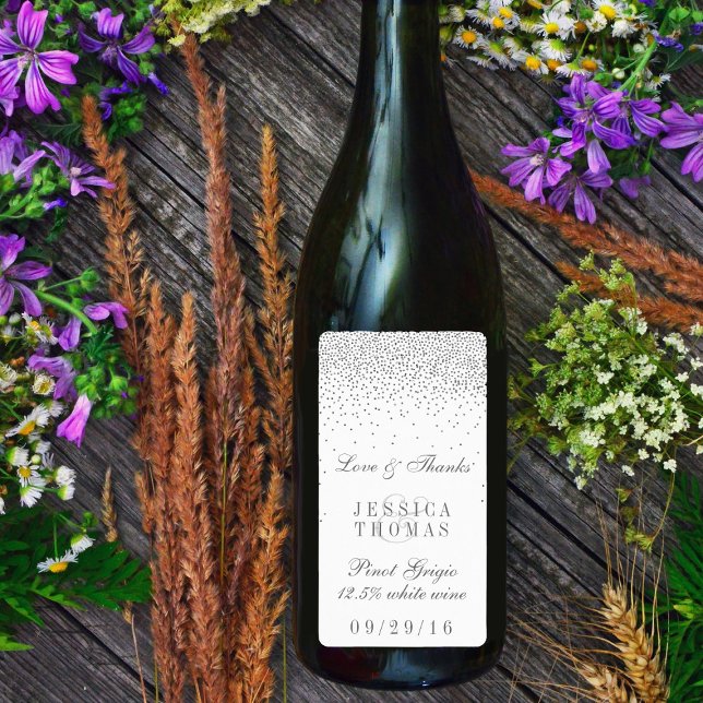 Étiquette Vintage Glam Confetti Confetti Mariage Vin bouteil (Créateur téléchargé)