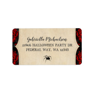 Étiquette Vintage Gothique Halloween Spider Adresse de retou