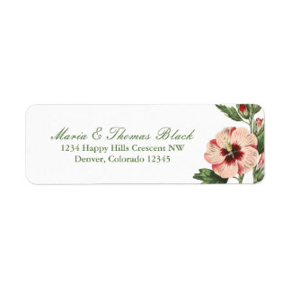 Étiquette Vintage Hibiscus Floral Adresse de retour Label