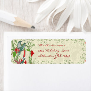 Étiquette Vintage Humingbird Swirl Christmas Return Adresse