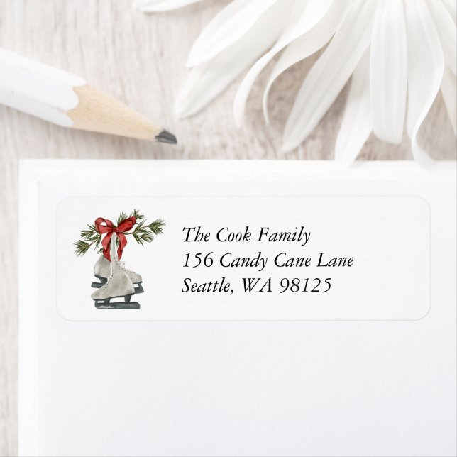 Étiquette Vintage Ice Skates Holiday (En situation)